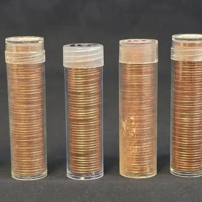 6 BU/Red Lincoln Cent Rolls, All Uncirculated/Red 2 1963-P, 64-D, 61-D, 62-D, 66-P