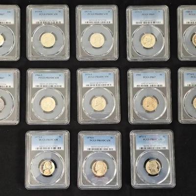 13 PCGS Graded Proof Jefferson Nickels
