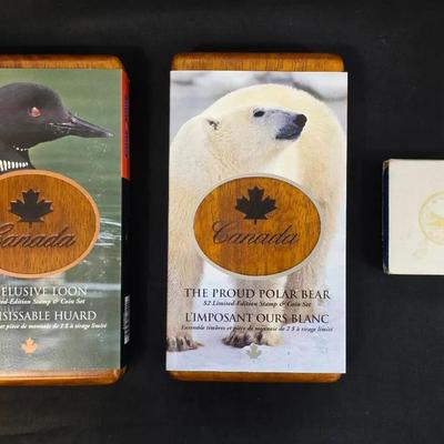 $2 Canada Polar Bear 1/4oz Silver and $1 Canada Loon Proof Sets, and 1987 Loon Proof Dollar