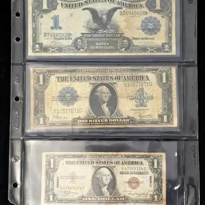 3 Rare Silver Certificates: 1899 $1, 1923 $1, & 1935-A Hawaii Note