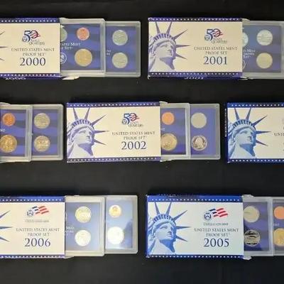 7 US Mint Proof Sets 2000-2006
