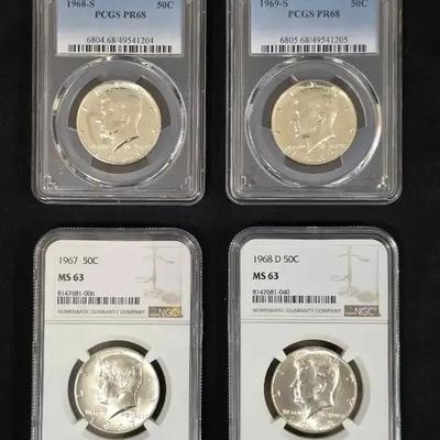 4 PCGS/NGC Graded Silver Kennedy Halves Proof & Uncirculated