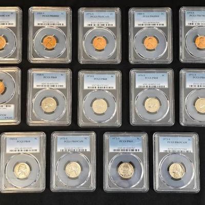 6 PCGS Graded Proof Lincoln Cents and 8 PCGS Graded Proof Jefferson Nickels