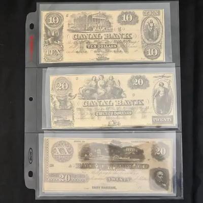 3 Uncirculated Obsolete Notes, 1850s - 1860s