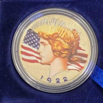 1922 Colorized Genuine Silver Peace Dollar with Box