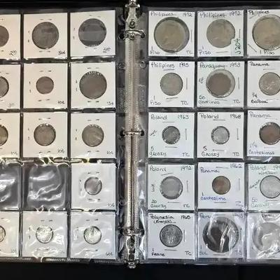 3 Ring Binder with 57 Assorted Foreign Coins