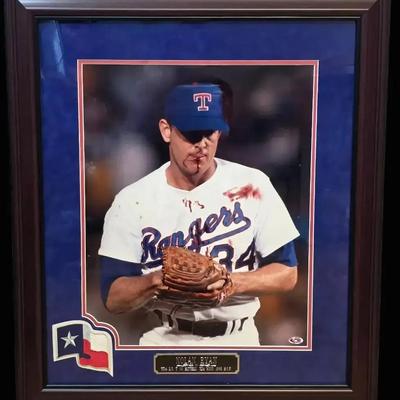 Large Iconic Nolan Ryan Picture/Frame, Signed, Signature Very Faded