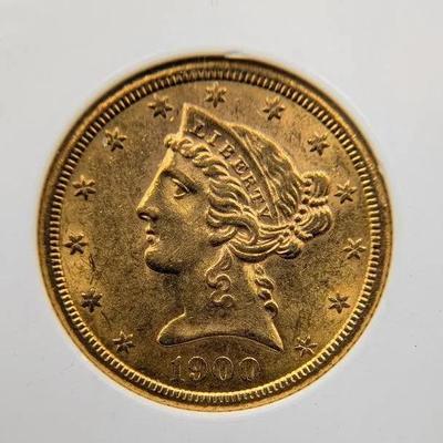 1900-S $5 US Gold Coin, MS-66 NGS