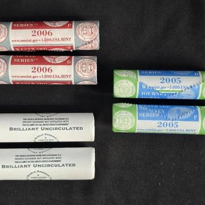 6 Rolls of Uncirculated 2005/2006 P&D Mint Rolls Nickels