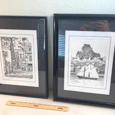 “Rue Du Trésor” & “Bluenose” Framed Ink Prints by Juhani Arjasto 