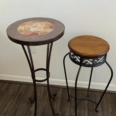 Pier 1 Mosaic Tile Accent Table & Wood Top Metal Accent Table