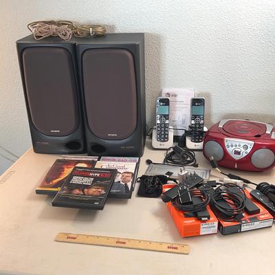 Electronics Lot - Aiwa SX-N350 Speakers, Firesticks, Desk Light