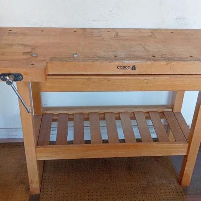 Cosco Solid Wood Workbench W/ Vice & Clamps 62x24x 37