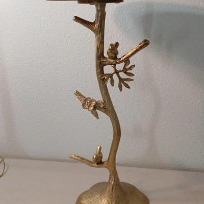 Metal Birds Table W/Marble Top, 24 In Tall
