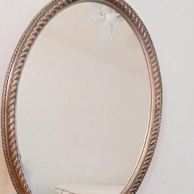 Oval Metallic Look Frame Mirror 23x33