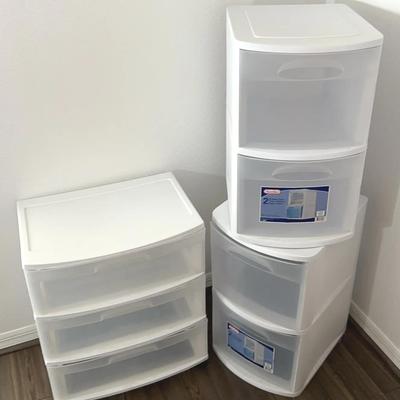 Sterilite 3 Drawer Rolling Cart & Two 2 Drawer Stackable Carts