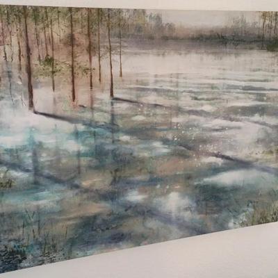 Pond W/ Trees Winter Scene Decor Canvas Picture 40x30