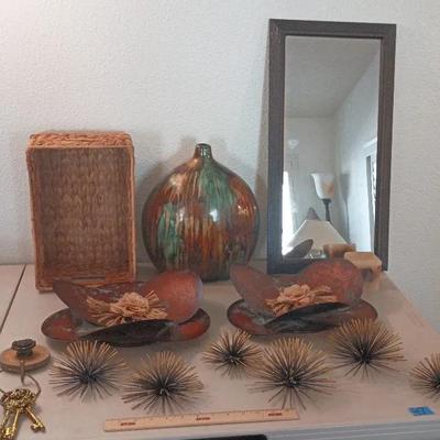 Decor Lot #8 - Brown - Mirror, Vase, Basket, Wall Decor++