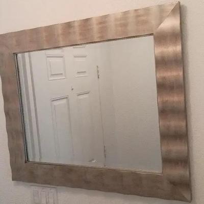 Modern Beveled Wavy Edge Wall Mirror 36x30
