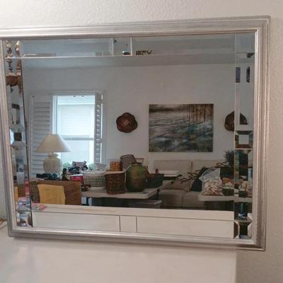 Silver Framed Beveled Wall Decor Mirror 24x31