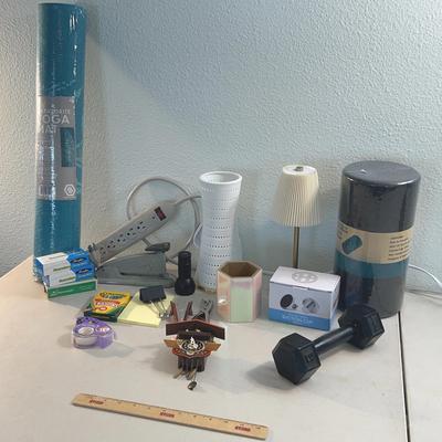 Household Goods Lot - Yoga Matt, Foam Roller, Pauleen Dreamy Table Lamp