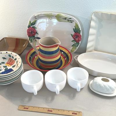 Ceramic Lot - Swirl Hand painted, Bassano Italy, Gibson 