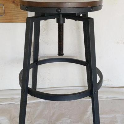 Adj. Height Metal Stool With Wood Top