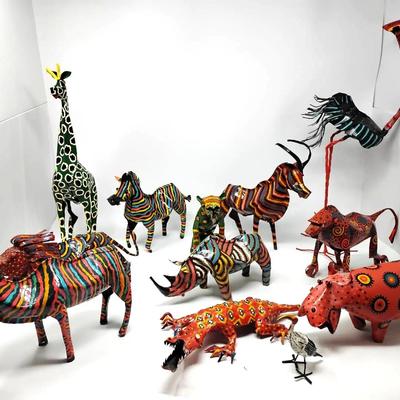 Painted Metal African Animals 