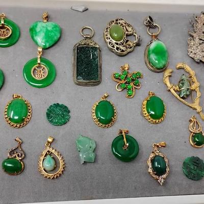 Jade-like Pendants, Pins & Pieces 