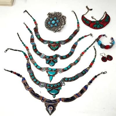 Tibetan-style Necklaces, Earrings & Belt 