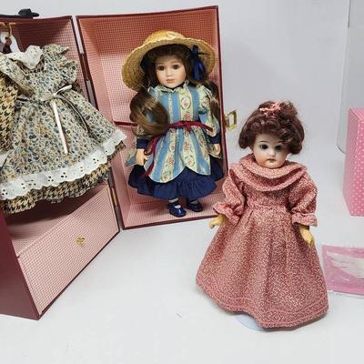 Antique Composition/Bisque Doll, Paradise Galleries And Porcelain Doll In Trunk