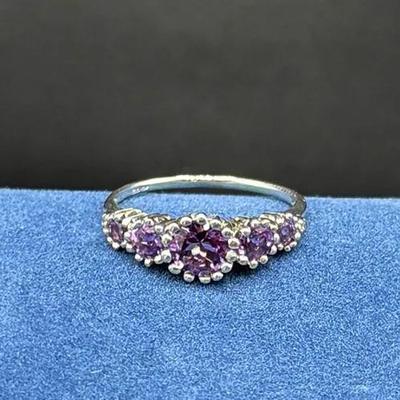 010) NAGL Certified 10K White Gold Amethyst & Diamond Ring – 0.85ctw