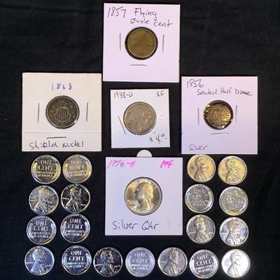 Assorted U.S. Coin Lot – Flying Eagle, Shield Nickel, Silver Coins