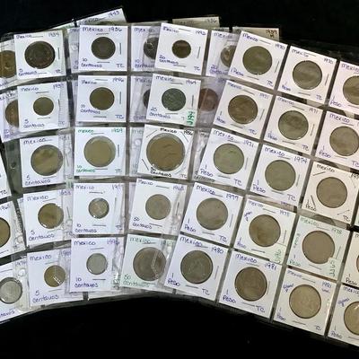 Large Lot of Mexican Coins in 2x2 Holders – Mixed Dates & Denominations