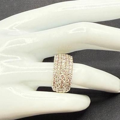 004) NAGL Certified 10K White Gold Wide Diamond Ring – 2.00ctw Multi-Row Design