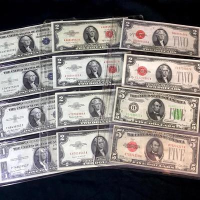 Lot of U.S. Bank Notes – $1, $2 & $5 Notes (Mixed Series)