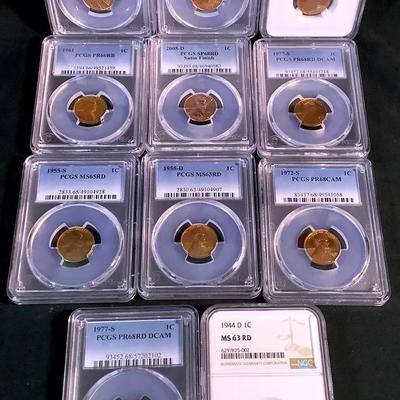 Lot of Graded Lincoln Cents – PCGS & NGC Certified Pennies