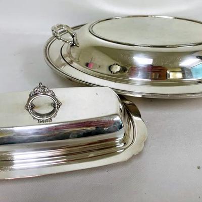 Silver Plate Covered Serving and Butter Dish