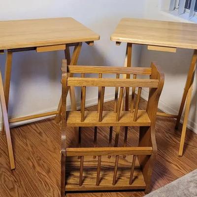 2 Folding Tables and Magazine Rack
