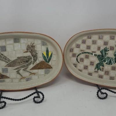 Terracotta Serving Platters signed by Artist "Marreco" 