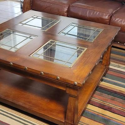Wooden Glass Panel Coffee Table 