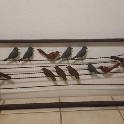 Metal Art of Birdies Sitting on Telegraph Lines