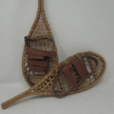 Vintage Small Decorative Wooden Snowshoes 