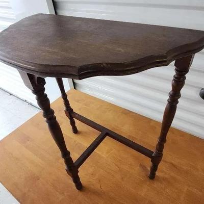 Antique Wooden Side Table with Turned Legs and Shaped Top