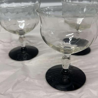 Three Black Footed Weston Champagne Coupes