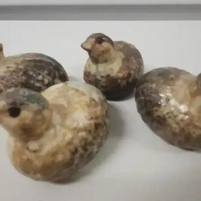 Vintage Ceramic Quail Figurines – Set of Four