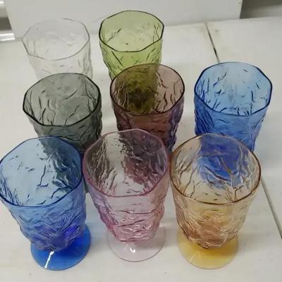Assorted Color Seneca Glassware – Set of 8 Textured Goblets
