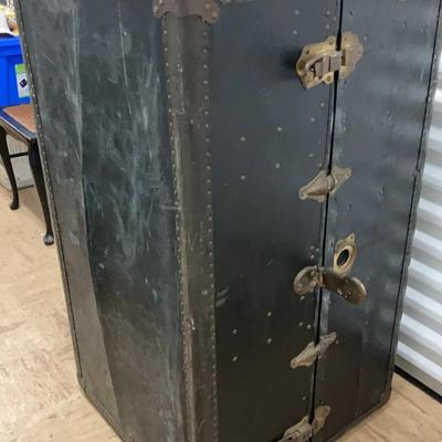 Large Vintage Wardrobe Trunk with Drawers and Hangers