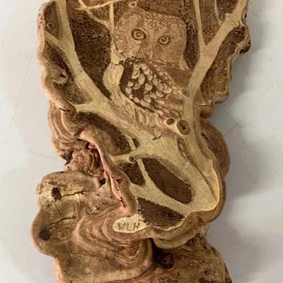Hand-Carved Wooden Owl Art – Rustic Natural Wood Sculpture