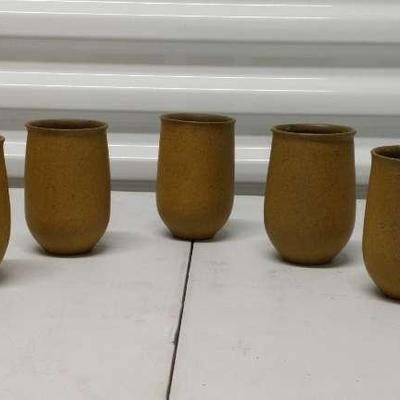 Set of 5 Stoneware Drinking Cups by B. Van Nestrand